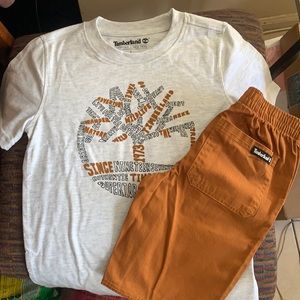 Timberland t shirt and shorts set kids